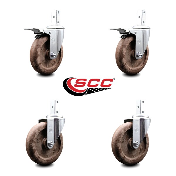 Service Caster 5 Inch High Temp Glass Filled Nylon 7/8 Inch Stem Caster Total Lock Brakes, 2PK SCC-SQTTL20S514-GFNSHT-78-2-S-2 - main
